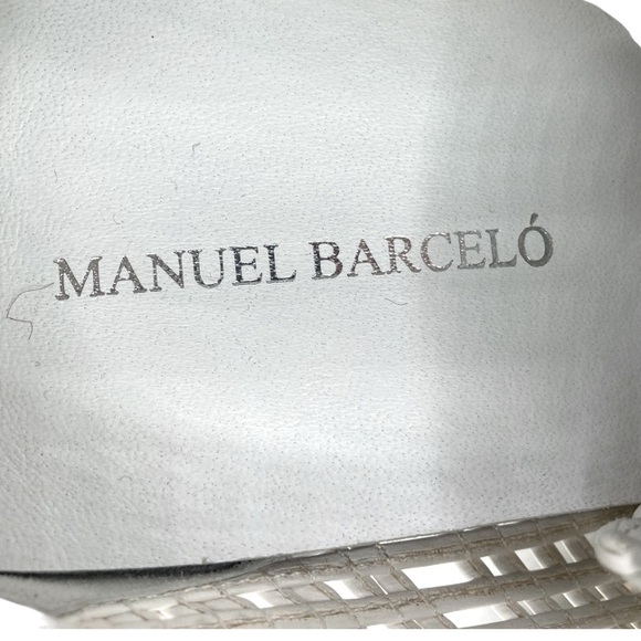 NWOB Manuel Barcelo Laval Napalin White Rafia Leather Sneakers Sz 41 = US 11 - Picture 6 of 9